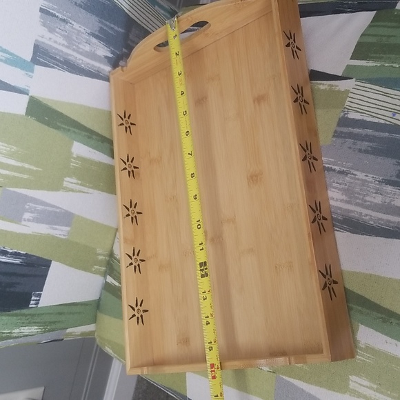 Sunshine Cut Out Pattern Bamboo Serving Tray With Handle - Picture 6 of 8